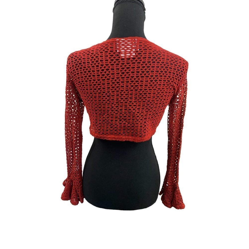 O2 Women's Red Knitted Crop Top - Picture 2 of 5